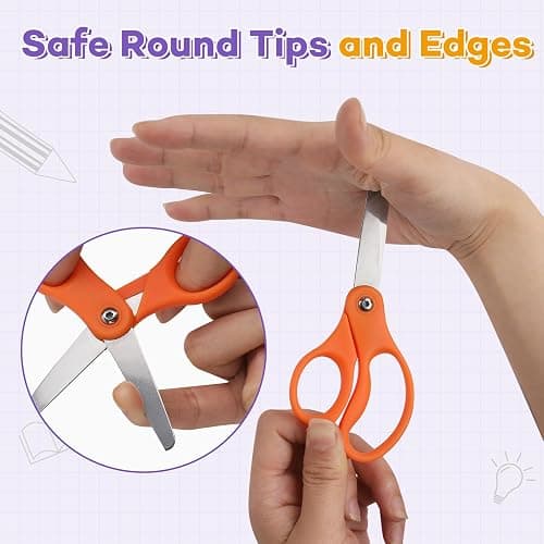 BURVAGY 12 Packs 5" Small School Student Blunt Tip Craft Kids Scissors, Stainless Steel Blades Comfort Grip 5 Inch Safety Scissors Bulk for Children Toodler Cutting Paper thumbnail 4