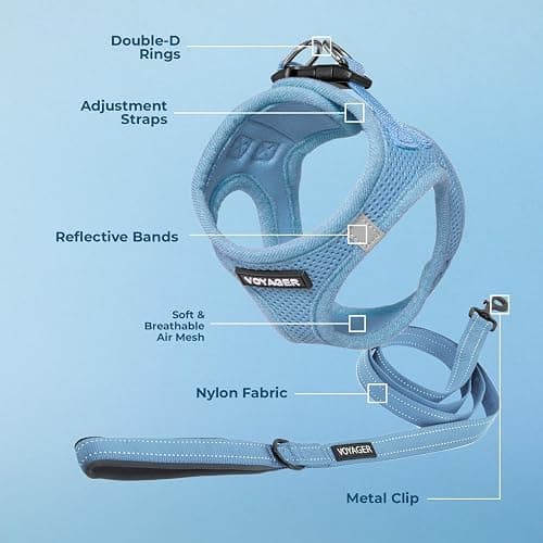 Best Pet Supplies Voyager Step-in Air All Weather Mesh Harness and Reflective Dog 5ft Leash Combo with Neoprene Handle, for Small, Medium and Large Breed Puppies - Baby Blue, XXX-Small thumbnail 3