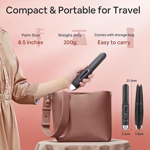 SUNMAY Voga Plancha Pelo Inalambrica 2 en 1, Plancha de Pelo y Rizador de Titanio Portátil, Mini Plancha Pelo Viaje USB 5000 mAh, 3 Niveles de Temperatura, Calentamiento Rápido (Negro) thumbnail 8