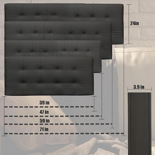 BCU Headboard Pillow Twin XL Upholstered Comfy Back Rest Pillow Bed Wedge Pillow for Headboard in College Dorm Bed Sofa Reading Chair, Black thumbnail 3
