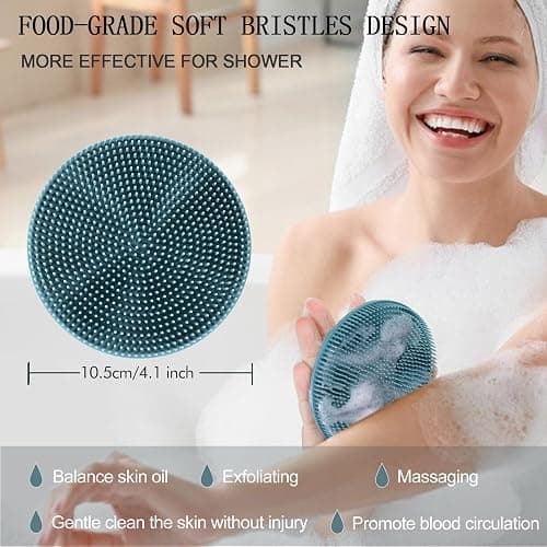 INNERNEED Food-Grade Soft Silicone Body Scrubber Shower Brush, Dark Green | Handheld Cleansing Skin Brush, Gentle Exfoliating and Lather Well, Hygienic Bath Scrub for Women, Men thumbnail 4