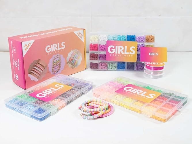 GIRLS CREATIVITY 13200 Pcs 3 Box Bead Kits for Girls Polymer Clay Beads Bracelet Making Kit for Girls 6-15 Years, 84 Colors Beading Kit Jewelry Making Kit Bracelet Kit for Kids Jewellery Box thumbnail 2