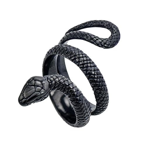 KouGeMou Womens Rock Snake Finger Ring Retro Jewelry Silver Snake Animal Rings Gift Accessories Size 6-10 - Image 1
