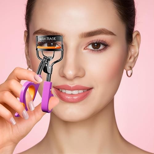 Whalrace Eyelash Curlers with 6PCS Extra Replacement Pads, Premium Quality Eye Lash Curler, Superior Curling Effect, Easy to Hold and Use, Christmas Gifts for Her - Orange Purple Handle thumbnail 4