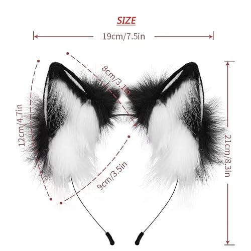 Valpeak Fox Ears and Tail Therian Tail Gear Wolf Ears for Kids Fluffy Therian Stuff Fox Costume for Girls Over 1 Years Old thumbnail 5