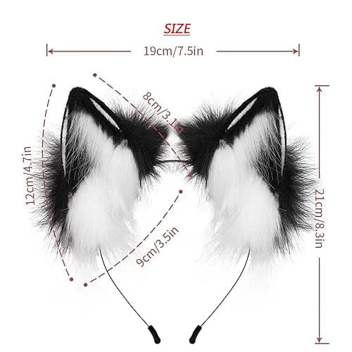 Valpeak Fox Ears and Tail Therian Tail Gear Wolf Ears for Kids Fluffy Therian Stuff Fox Costume for Girls Over 1 Years Old thumbnail 6