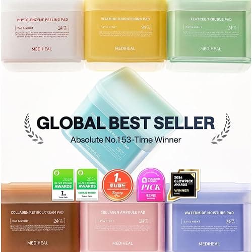 MEDIHEAL Collagen Ampoule Facial Toner Pads - Collagen & Ceramide - Skin Firming & Restore Elasticity & Deep Hydration - Tighten Wrinkles & Lines - Vegan Eco Silk Fabric, 100 Pads thumbnail 2