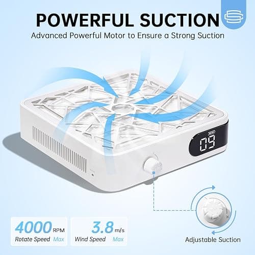 CHRISTINE SHELLY Nail Dust Collector, Powerful Vacuum Fan Vent Dust Collector Extractor Dust Suction Machine for Acrylic Nails Polishing, Nail Salon&Home, White thumbnail 2