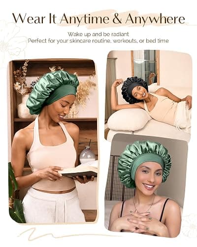 YANIBEST Silk Bonnet for Sleeping Women, Double Layer Hair Satin Bonnets with Elastic Band, Sleep Cap Curly Natural Hair thumbnail 6