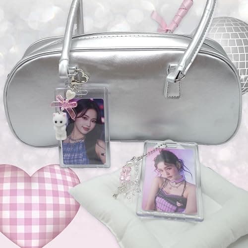 LQTIIITQL 2 Sets Photocard Holder with Cute Cat Keychain Transparent PhotoCard Holder Y2K Charm Holders Kawaii Photo Card Keychain Acrylic ID Bus Card Holders Y2K Accessories thumbnail 6