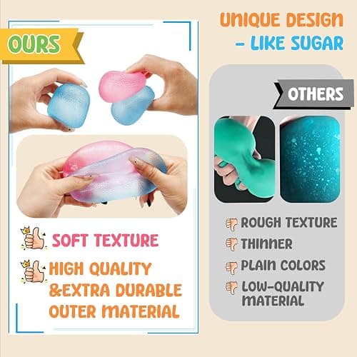 Fidget Toys Stress Balls for Kids & Adults - Changes Color in The Sun - Malt Sugar Squishy Fidget Toys - Slow Rise Gel Ball - Stretchy Squeeze Stress Relief Balls for Anxiety thumbnail 5