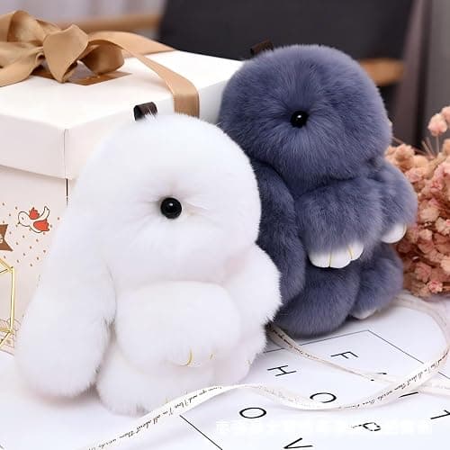 Fluffy Bunny Keychain Plush Lulu Bunny Keychain for Women, Soft Rabbit Cute Bag Charms for Easter Birthday Gift thumbnail 6