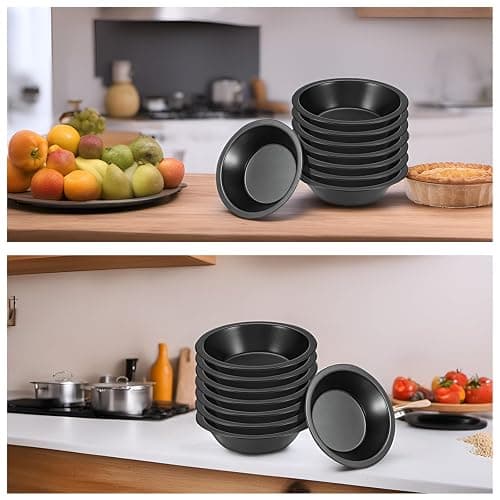 RHBLME 10 PACK Mini Pie Pans, 5 Inch Reusable Small Pie Pans Nonstick Small Pie Tins, Carbon Steel Pie Pans for Baking, Round Bread and Meat Pie Tins for Cake Bread Meat Dessert thumbnail 6