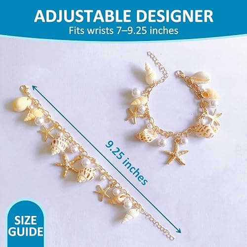 PIERPIER Mermaid Costume Accessories, Women Mermaid Starfish Bracelet – Halloween Costume Accessories for Girls & Women, Ocean Seashell Charm Jewelry for Mermaid Dress Up thumbnail 5