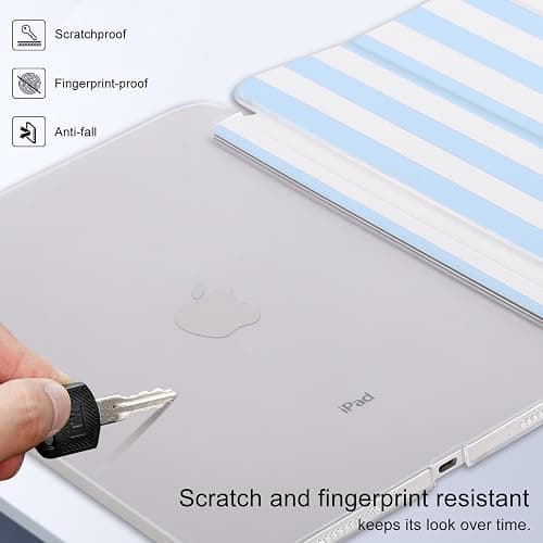 case for ipad 11th Generation11 Inch 2025 (A16 Chip) & 10th Gen 10.9 Inch 2022 - Heavy Duty Scratch-Resistant Hard PC Translucent Back Shell Smart,Cover Wake/Sleep Function,Blue Stripes thumbnail 4