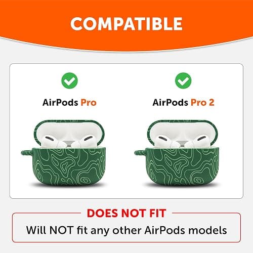 WC CaseZ Compatible with Apple AirPods Pro 1 & 2 – Soft Silicone Protective Case with Keychain for by Wicked Cushions | Shockproof, Dust-Resistant, & Wicked Designs | Emerald Tide thumbnail 2