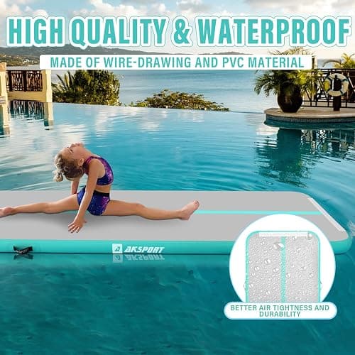 AKSPORT Inflatable Gymnatsics Mat Tumble Track 10ft 13ft 16ft 20ft 23ft Air Tumbling Mat with Air Pump for Home Use/Training/Cheerleading/Yoga thumbnail 5