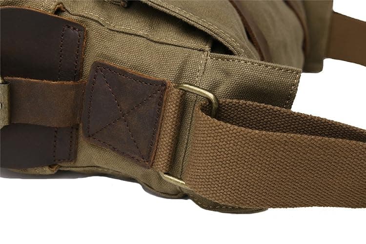 Sechunk Vintage Military Leather Canvas Laptop Bag Messenger Bags Medium thumbnail 4