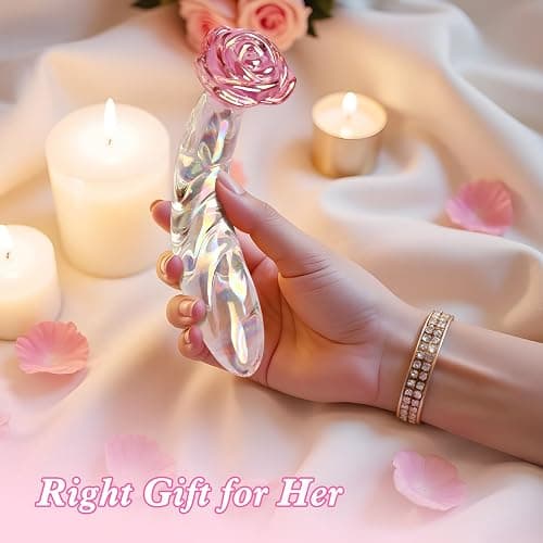 Anal Dildo Glass Rose Sex Toy - Butt Plug Rainbow Monster Dildo for Beginner, 7.2 inch Small Glass Dildo as a Clitoral G Spot & Anal Plug Sex Toys for Men Women & Couples Sexual Pleasure thumbnail 5