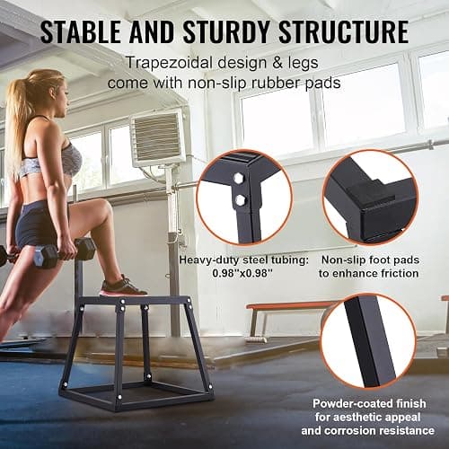 VEVOR Plyometric Jump Box, 18 Inch Plyo Box, Steel Plyometric Platform and Jumping Agility Box, Anti-Slip Fitness Exercise Step Up Box for Home Gym Training, Conditioning Strength Training thumbnail 4