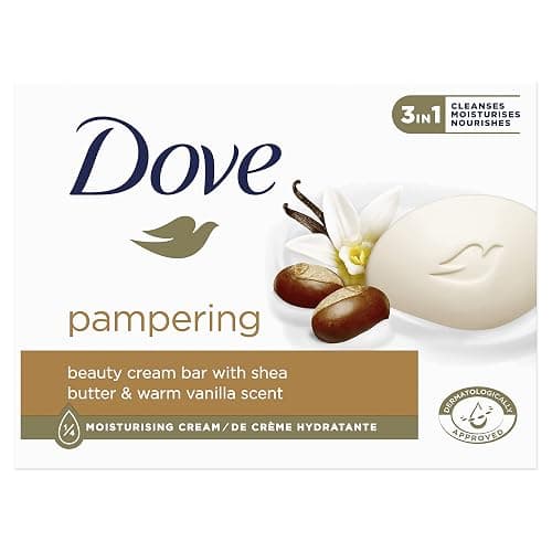 Dove Beauty Cream Bar Pampering Shea Butter Hand Soap with 1/4 Moisturising Cream for Soft and Smooth Skin Feeling 90 g - Image 1