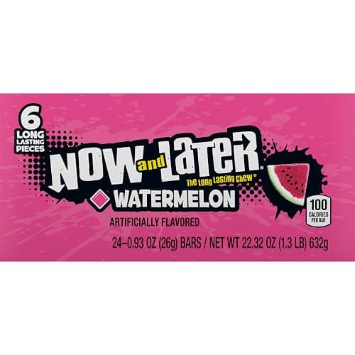 Now and Later Candy, Watermelon Flavor, 0.93 Ounce Bars (Pack Of 24) thumbnail 4