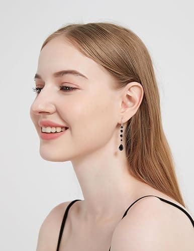 Vetieeimo Bride Bridesmaid Teardrop Long Dangle Earrings for Women, Christmas Jewelry Gift, Trendy Hook Dangling Earrings Fit Wedding Prom Halloween thumbnail 2