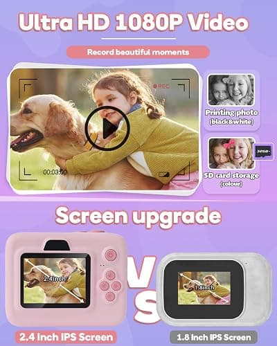 Dylanto Kids Camera Instant Print,1080P Kids Instant Cameras That Print Photos,Christmas Birthday Gifts for Girls Age 3-12,Portable Toy for 3 4 5 6 7 8 9 10 Year Old Girls Boys Pink thumbnail 4