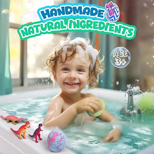 Bath Bombs for Kids with Dragon Toys Inside, Sanyi Dinosaur Toys Gifts for Kids 5-7, Dino Egg Fillers Bubble Bath Birthday Stocking Stuffers Christmas Gifts for Boys Girls Toddler thumbnail 4
