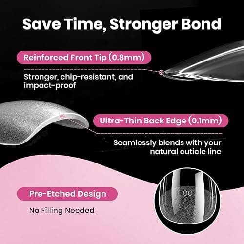 Beetles Gel Nail Tips Flat-X- Square Medium, 320pcs 16 Sizes(00-14), Pre-Etched Half Matte Full Cover Soft Gel Tips, Clear Press on False Nail Extension Acrylic Fake Nails, Easy DIY Salon Art thumbnail 5