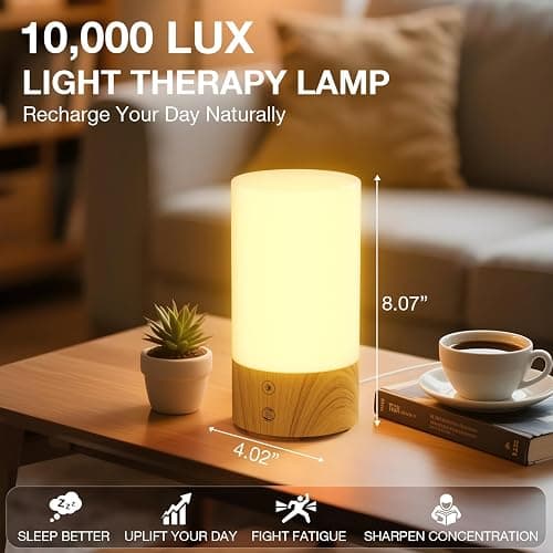 Bakzon Light Therapy Lamp 10000 Lux Sun Lamp, UV-Free with Adjustable Brightness & 3 Color Temperatures for Home & Office, Full Spectrum Light Therapy to Feel Refreshed and Focused thumbnail 2