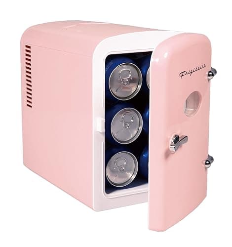 Frigidaire Pink Mini Personal Fridge Cooler, 1 Gal Capacity fits Six Cans, Includes Plugs for Home Outlet & DC Charger - 9.84" D x 7.09" W x 10.35" H thumbnail 5
