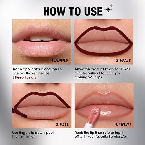 LANGMANNI 3 Colors Long-Lasting Peel Off Lip Liner Set, Waterproof & Smudge-Proof Matte Lip Liners Gift Makeup For Girls (#1+2+3) thumbnail 3