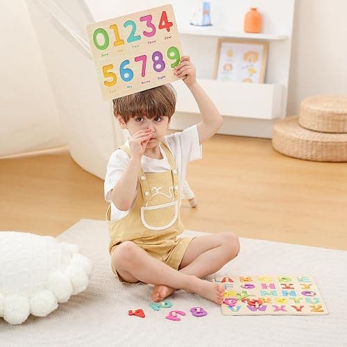 GRINNNIE Toddler Puzzle for 2 3 4 Years Old, Wooden Alphabet Number Peg Puzzles for Preschool Toddlers Age 2-4, Great Learning Puzzle Toy 1st Birthday Gift for Girls Boys thumbnail 7