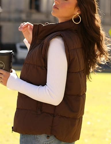 Zeagoo Puffer Vest Women Sleeveless Lightweight Quilted Jacket Stand Collar Zip Up Down with Pockets Winter Outerwear 2025 thumbnail 5