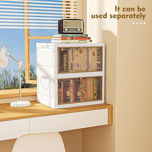 YFXCVSL 4 Tier Plastic Storage Bins with Lid 32QT, Stackable Storage Bins | Plastic Storage Bins with Wheels, Folding Storage Boxes, Organizers and Storage for Living Room,Office,Dorm thumbnail 5