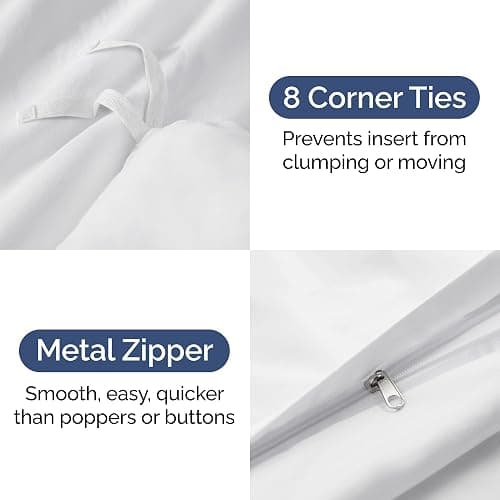 Duvet Cover Full Size Set - Extra Soft Full Size Duvet Cover 80 x 90 with 2 Pillow Shams - Hotel Luxury Quality Easy Care and Fade Free w/ Zipper Closures & Ties - Comfy Breathable Bedding Set (White) - Full - 01 - White (No Comforter) thumbnail 4