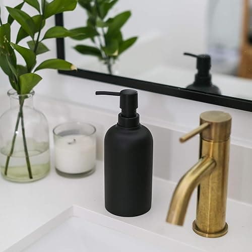 Yew Design Matte Black Soap Dispenser for Bathroom, 15oz Round Rustproof Liquid Hand Dish Soap Dispenser Pump for Kitchen Sink, Countertop, and Bathroom thumbnail 7
