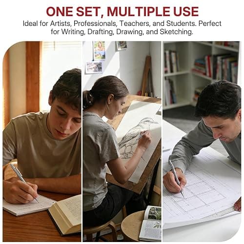 WUO 0.7mm Metal Mechanical Pencil Set, 4-Pack with Eraser Pen and Case | 480 HB Lead Refills, 3 Erasers + 10 Eraser Refills, Medium Point, for Writing, Drawing, Drafting, Sketching thumbnail 8