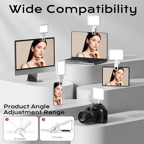 Datarm Rechargeable Soft Selfie Light for Phone, Camera, Laptop, 4-14H Battery Portable LED Light for Pictures, Phone Light Clip for Selfie, Vlog, TikTok, Makeup, Video Conference White Pro thumbnail 7