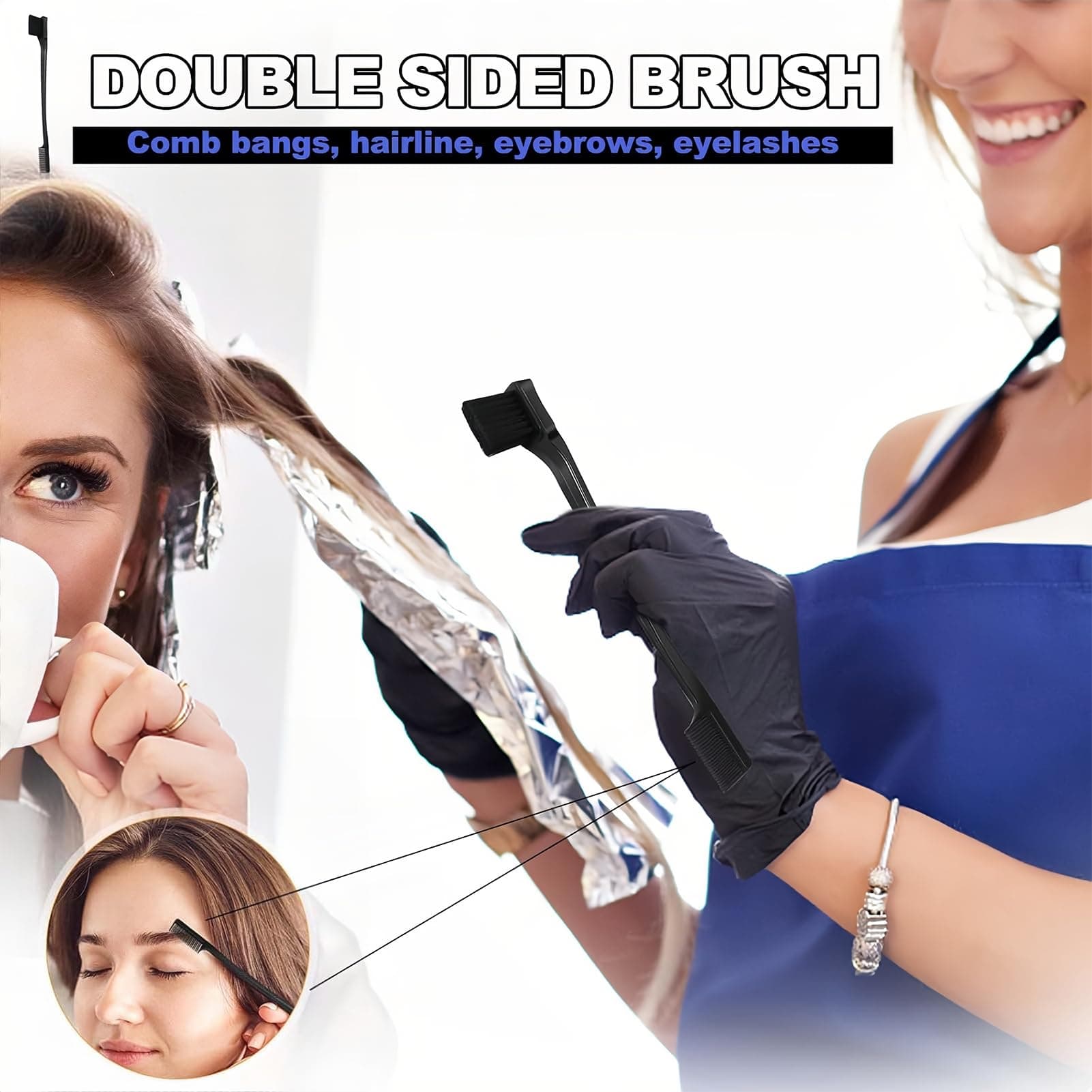 3PCS Hair Brush Set, Slick Back Hair Brush Edges Brush, Rat Tail Comb, Plastic Bristle, Teasing Brush Set for Women Smoothing Hair thumbnail 4
