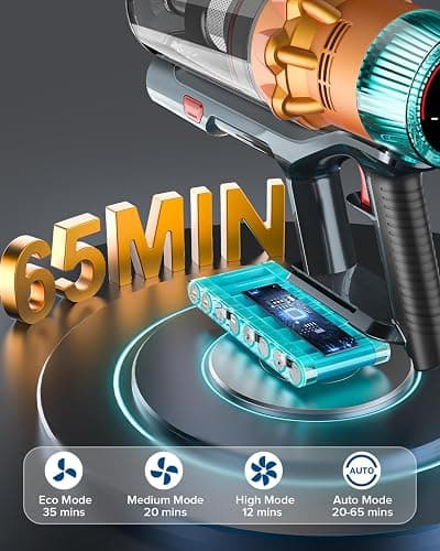 REBANIC S8 Cordless Vacuum Cleaner, 600W 48Kpa Up to 65mins Stick Vacuum Rechargeable, Wireless Lightweight Handheld Vacuum Cleaners for Home Pet Hair Carpet Hardwood Floor Car thumbnail 4