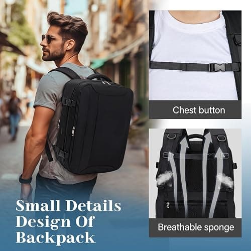Bagage Cabine 45x36x20 pour Easyjet Sac À Dos Voyage Cabine Avion 30L Sac 45x36x20 Bagage a Main Avec Compartiment Séparé pour Ordinateur Portable 15,6 Pouces Avec Pochette Antivol thumbnail 7