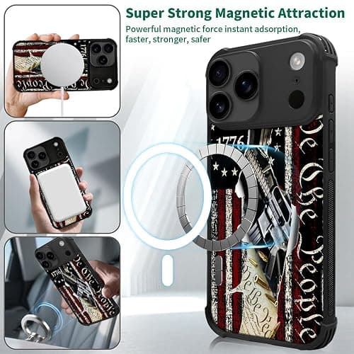 DJSOK Case for iPhone 17 Pro Max,Compatible with MagSafe,Anti-Scratch Shockproof Case,Classic American Flag 1776 We The People thumbnail 3