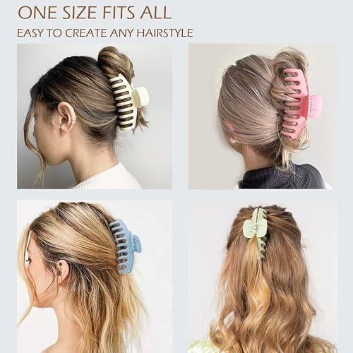 Large Hair Claw Clips 12 Pack, Flower Hair Clips for Thin Hair, Big Square Matte Strong hold for Thick Hair, 3 Styles Hair Clips for Women Thick Hair 4 Colors thumbnail 3