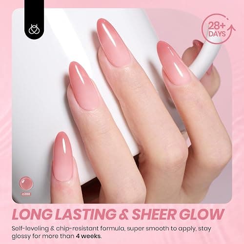 Beetles Jelly Gel Nail Polish Set, 6 Colors Jelly Gel Polish Kit Nude Pink Neutral Nail Art Design Sheer Translucent Gel Nail Kits Soak Off Uv Nail Lamp Cured Nail Manicure Gift for Women thumbnail 4