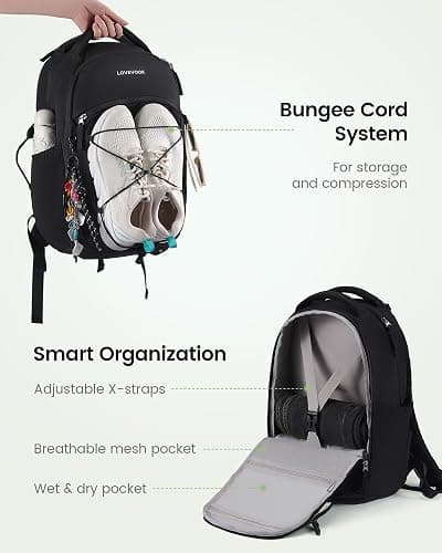 LOVEVOOK Everyday Laptop Backpack for Women & Men With Giant Tumbler Holder,15.6 Inch Classic Travel Work College Teacher Carry on Backpack Purse,Waterproof Computer laptop Bag Hiking Backpack,Black thumbnail 3