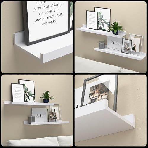 Boswillon 23.6 Inches Long Floating Shelves, 2 Set Modern White Wall Shelf for Bedroom, Nursery Book Shelf with Lip, Picture Ledge Shelf for Living Room, Bathroom, Kitchen thumbnail 4