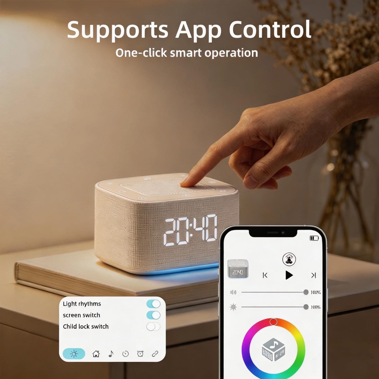 White Noise Machine, Bluetooth Speaker 32+ Soothing Sounds 5 Timer Setting thumbnail 6