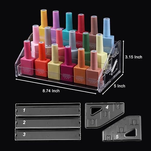 SUTOKAKA 3-Tier Acrylic Nail Polish Organizer Stand for Perfume & Cosmetic | Clear storage rack, multi-purpose holder for makeup, paint bottles & essential oils, for home, nail salon, or art studio thumbnail 3